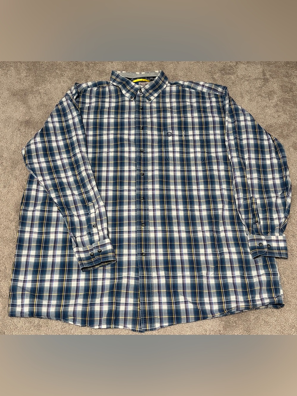 Wrangler George Strait Men’s Purple Blue Plaid Shirt Size 3XLT Western Cowboy